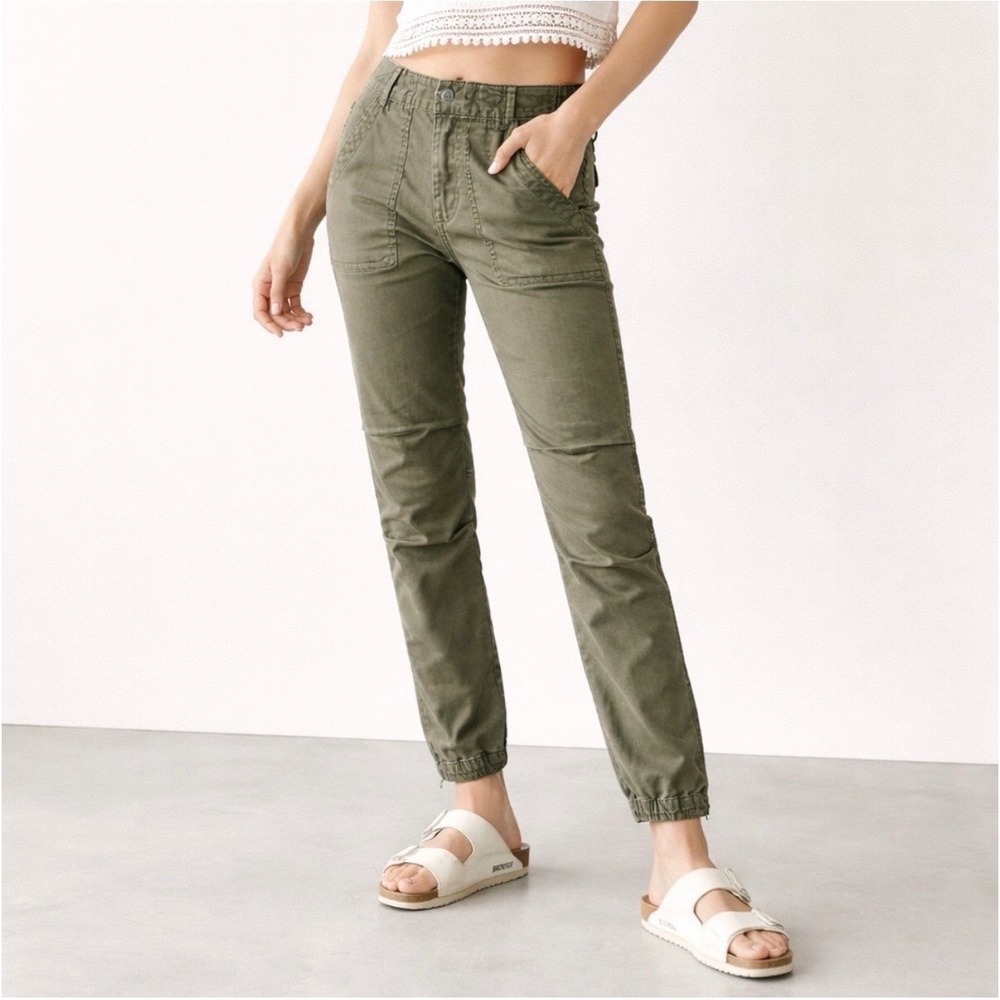 Golden‎ by TNA Aritzia Olive Green Utility Jogger Pants Ankle Zip Women Size 2